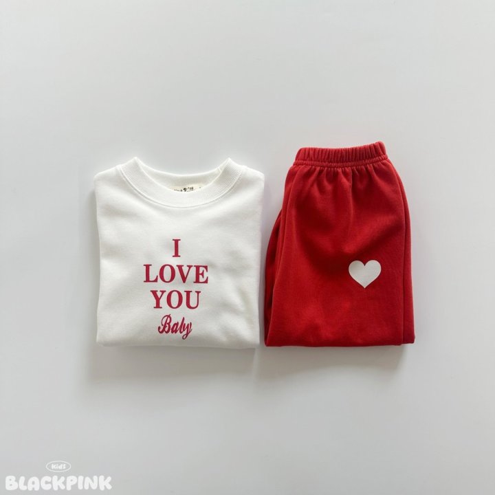 Black Pink - Korean Children Fashion - #kidsshorts - I Love You Set-Up - 4