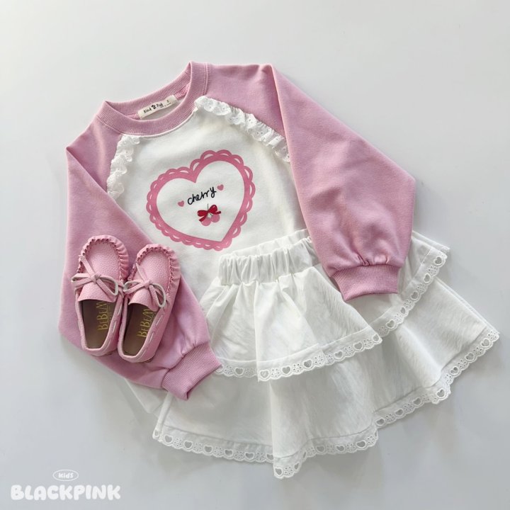Black Pink - Korean Children Fashion - #kidzfashiontrend - Cherry Lace Sweatshirt - 7
