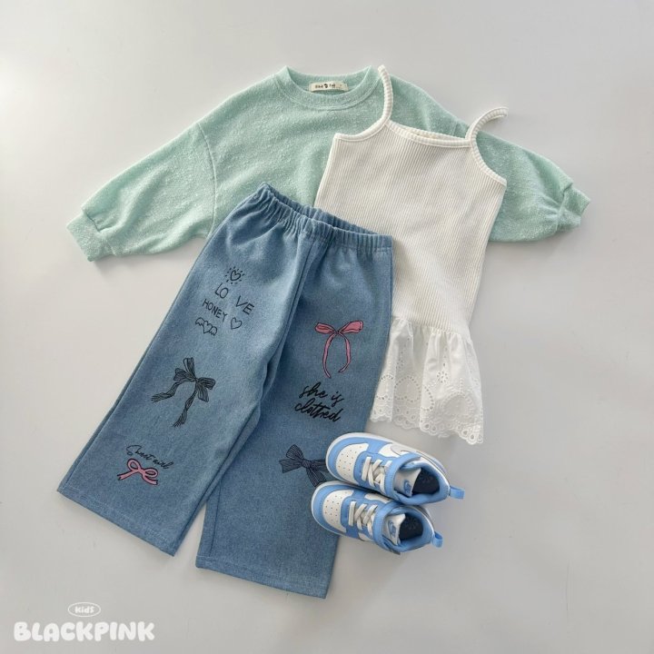 Black Pink - Korean Children Fashion - #littlefashionista - Layered Lace Sleeveless Tee - 10