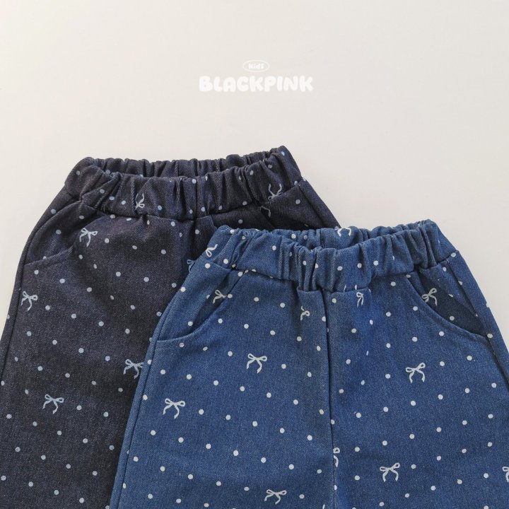 Black Pink - Korean Children Fashion - #magicofchildhood - Dot Ribbon Jeans