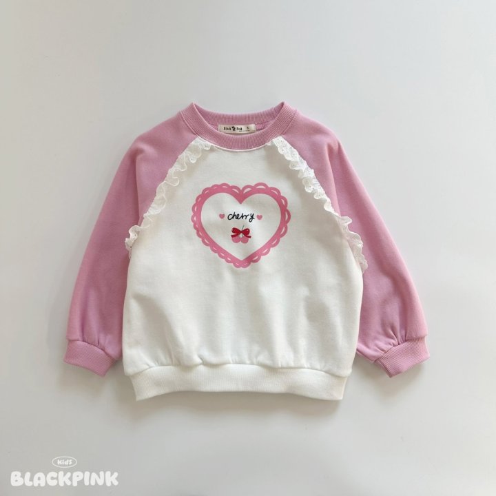 Black Pink - Korean Children Fashion - #magicofchildhood - Cherry Lace Sweatshirt - 10