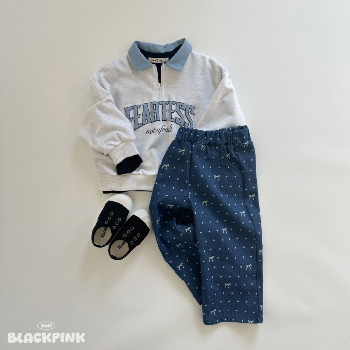 Black Pink - Korean Children Fashion - #magicofchildhood - Denim Collar Half Zip - 6