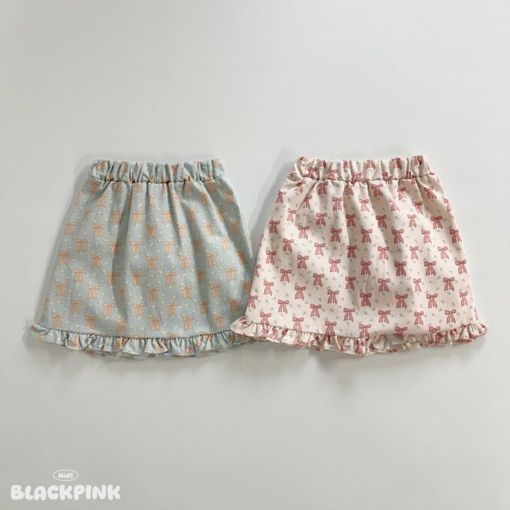 Black Pink - Korean Children Fashion - #minifashionista - Floral Ribbon Frill Skirt