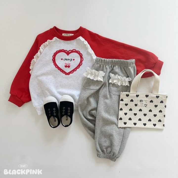 Black Pink - Korean Children Fashion - #minifashionista - Cherry Lace Sweatshirt - 11
