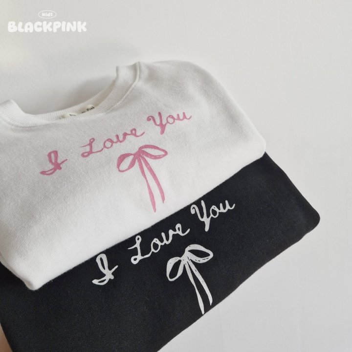 Black Pink - Korean Children Fashion - #toddlerclothing - Embroidered Ribbon Sweatshirt