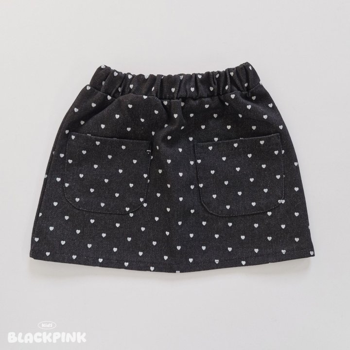 Black Pink - Korean Children Fashion - #toddlerclothing - Heart Denim Skirt - 5