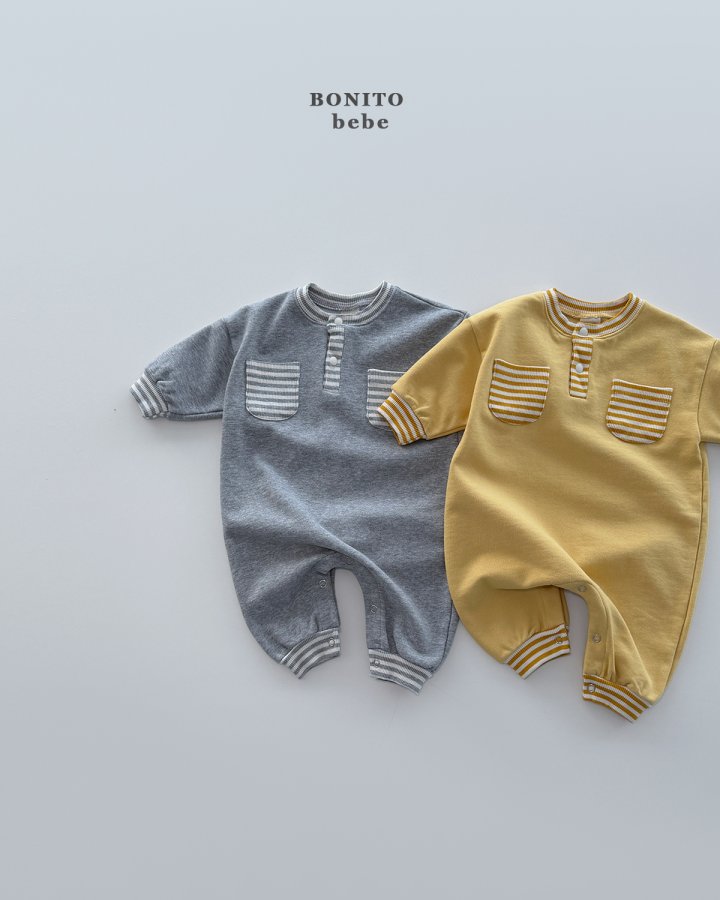 Bonito - Korean Baby Fashion - #onlinebabyshop - Bebe Coco Placket Suit - 3