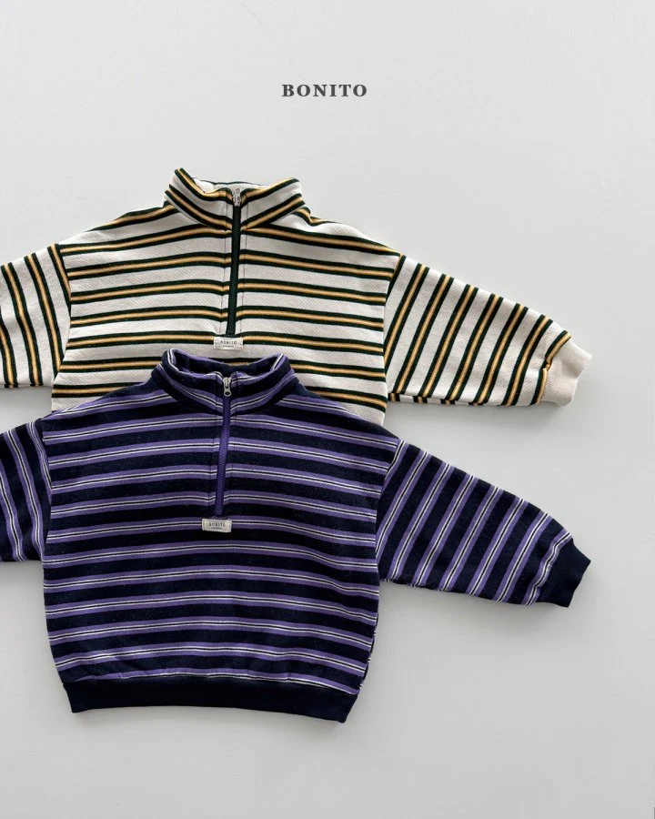 Bonito - Korean Children Fashion - #Kfashion4kids - Joy Stripe Half-Zip - 3