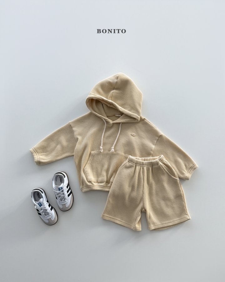 Bonito - Korean Children Fashion - #childrensboutique - Mini Waffle Hoodie Top Bottom Set - 7