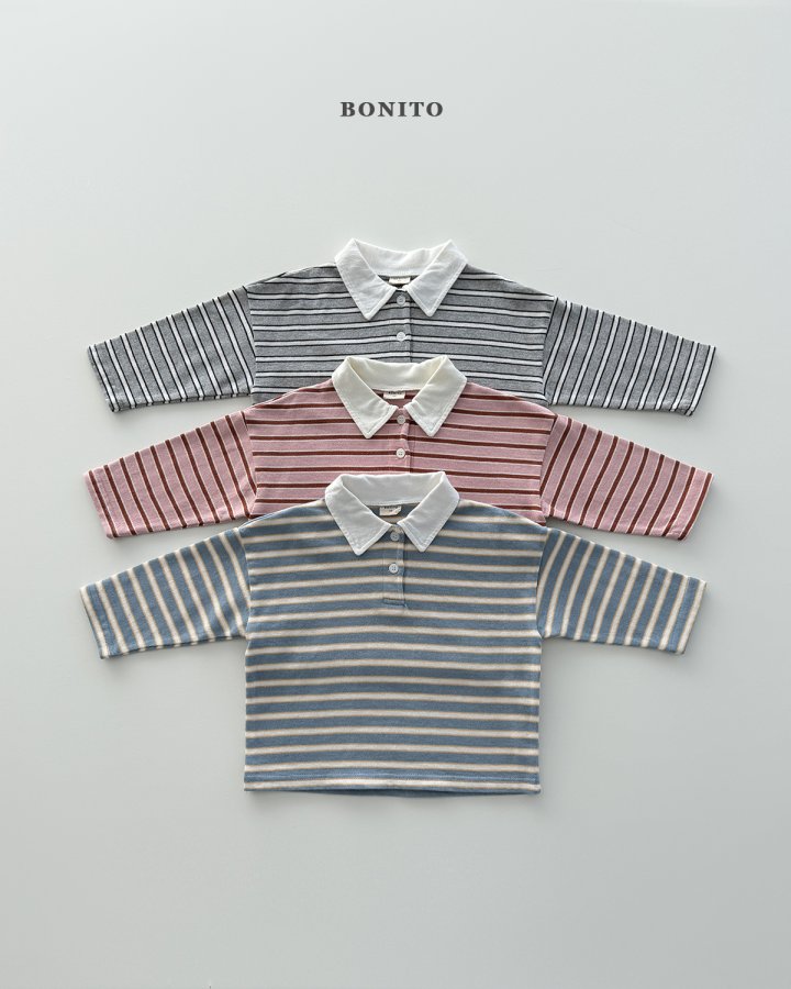 Bonito - Korean Children Fashion - #fashionkids - Tommy Stripe Collar Tee - 3