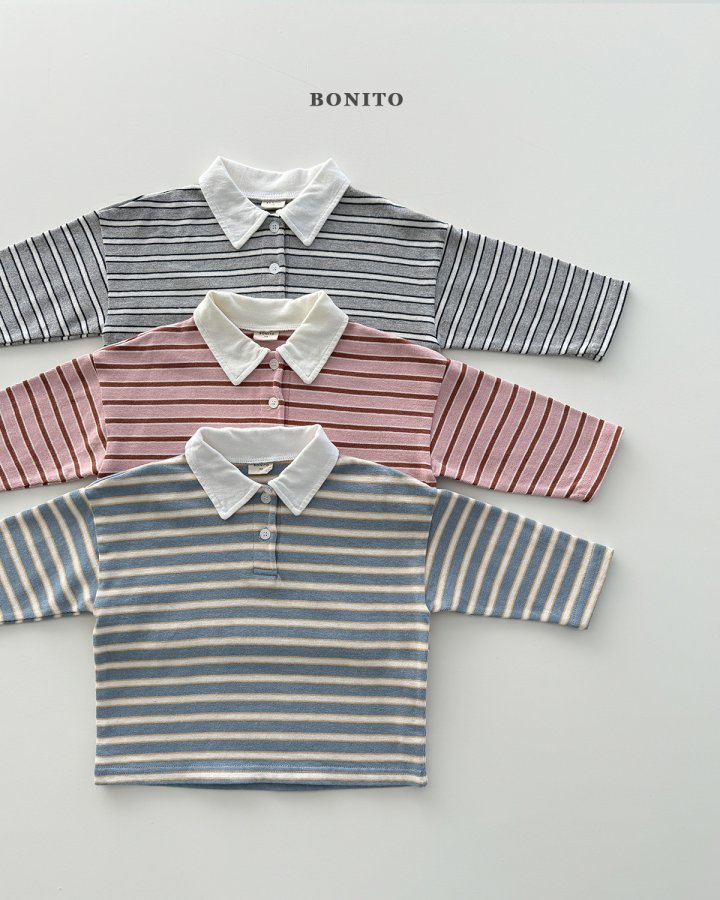 Bonito - Korean Children Fashion - #fashionkids - Tommy Stripe Collar Tee - 4
