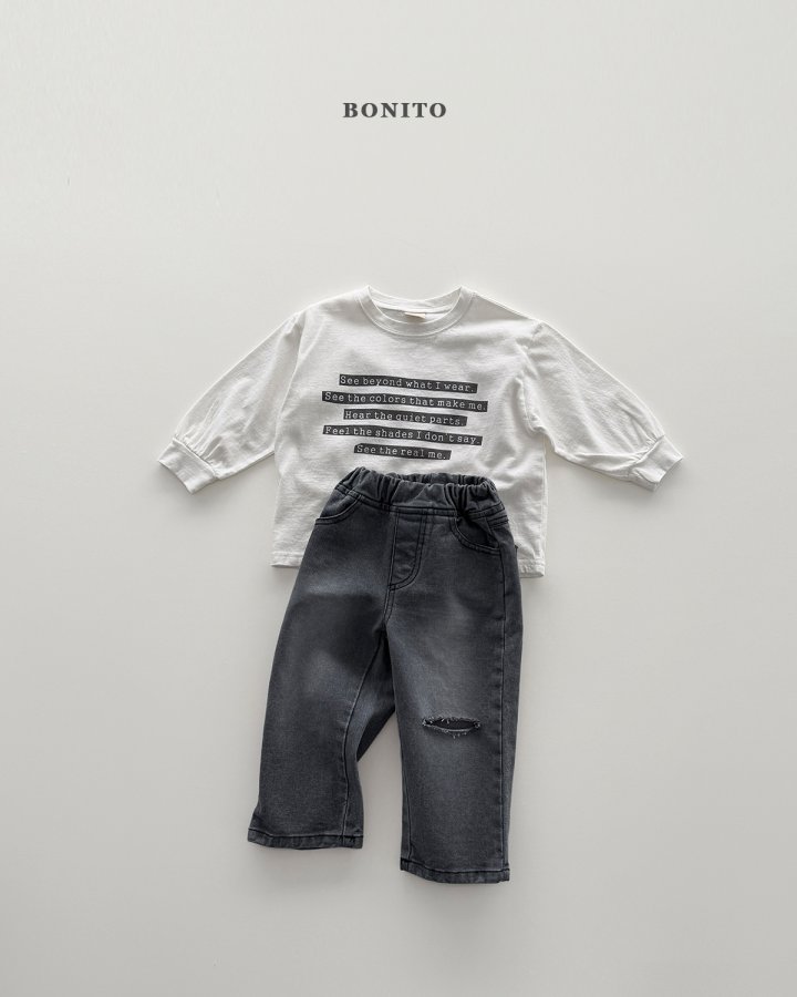 Bonito - Korean Children Fashion - #kidsshorts - Lettering Ribbed Tee - 7