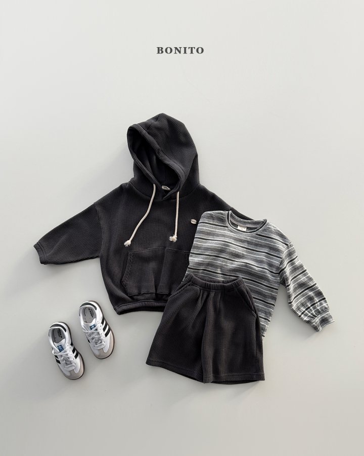 Bonito - Korean Children Fashion - #kidsshorts - Mini Waffle Hoodie Top Bottom Set - 11