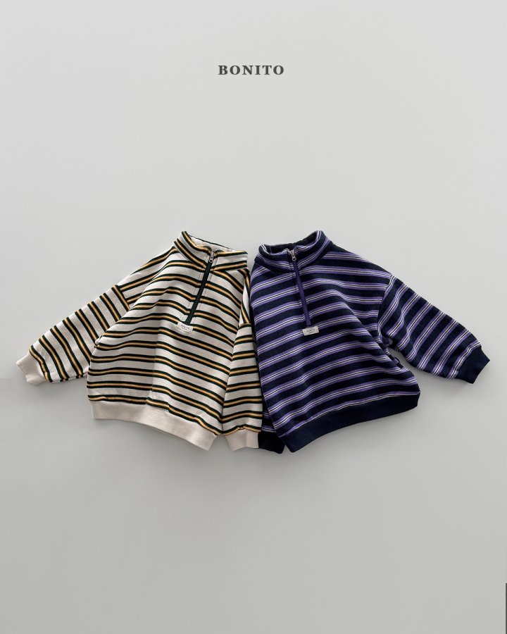 Bonito - Korean Children Fashion - #Kfashion4kids - Joy Stripe Half-Zip - 4