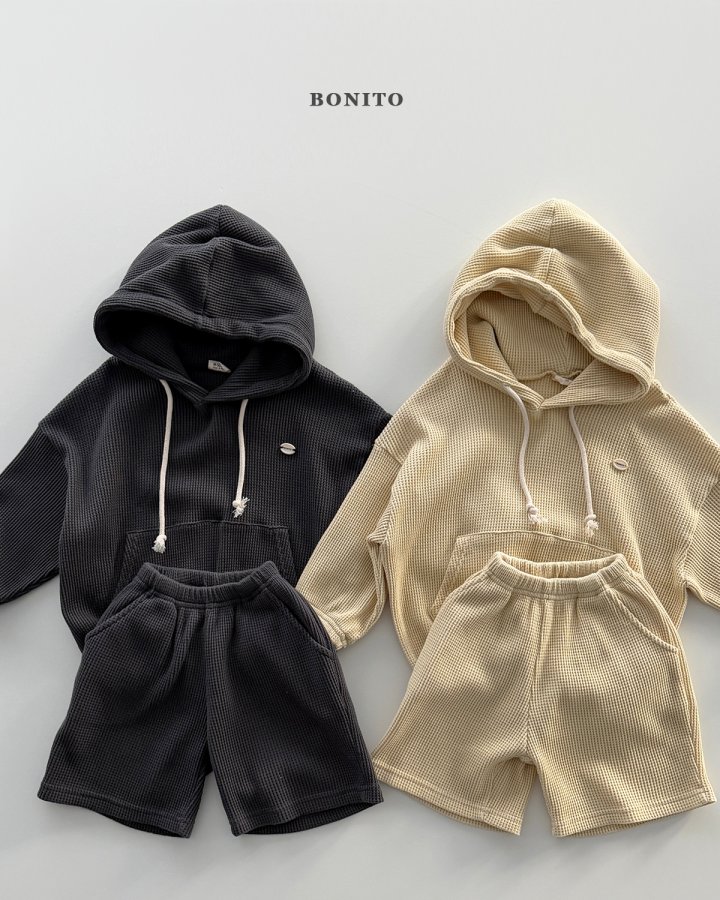 Bonito - Korean Children Fashion - #minifashionista - Mini Waffle Hoodie Top Bottom Set - 3