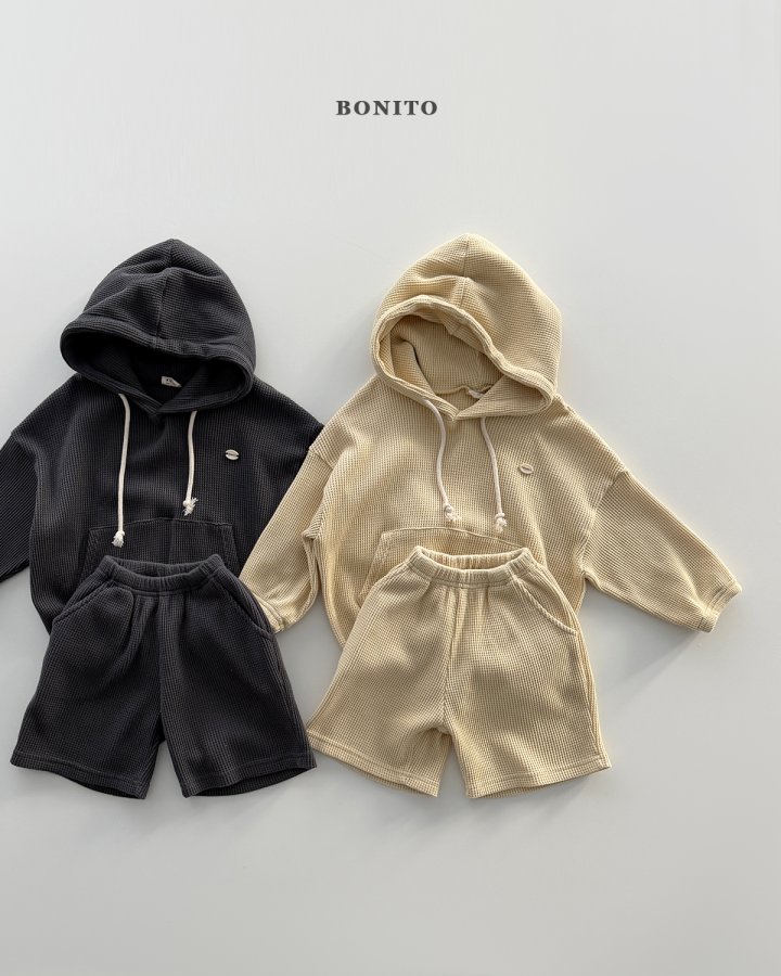Bonito - Korean Children Fashion - #minifashionista - Mini Waffle Hoodie Top Bottom Set - 4