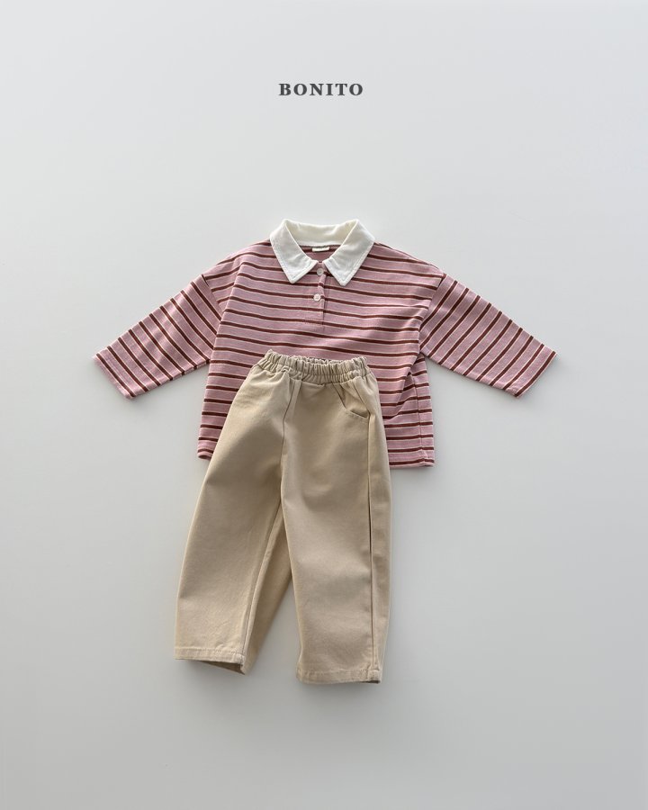 Bonito - Korean Children Fashion - #todddlerfashion - Tommy Stripe Collar Tee - 12