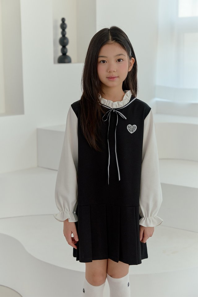 Boomjunior - Korean Junior Fashion - #Kfashion4kids - Ribbon Shirring One-piece - 3