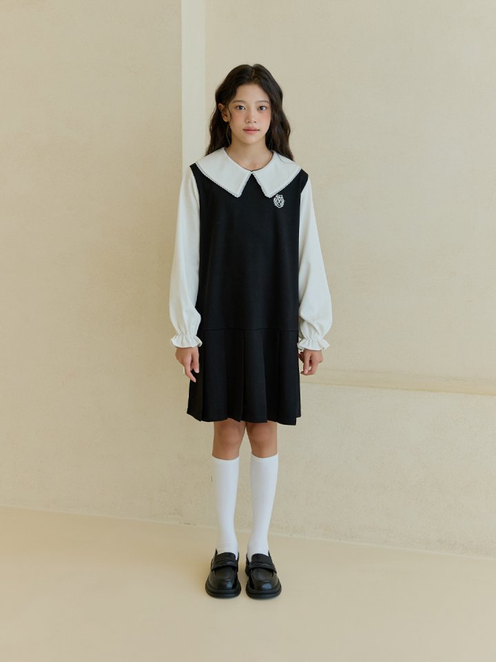 Boomjunior - Korean Junior Fashion - #Kfashion4kids - Lace Collar One-piece - 2
