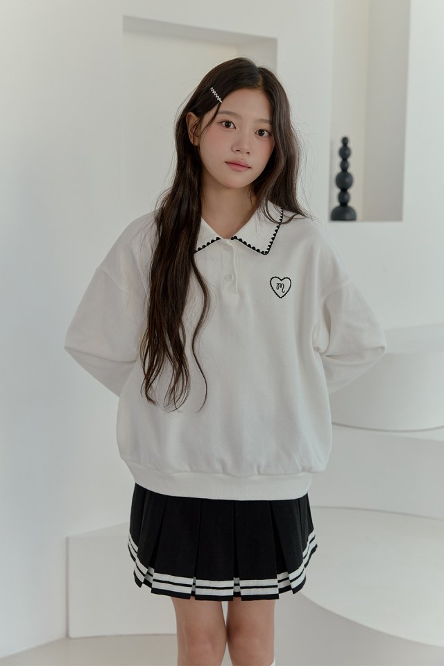 Boomjunior - Korean Junior Fashion - #childofig - Heart Collar Sweatshirt - 5