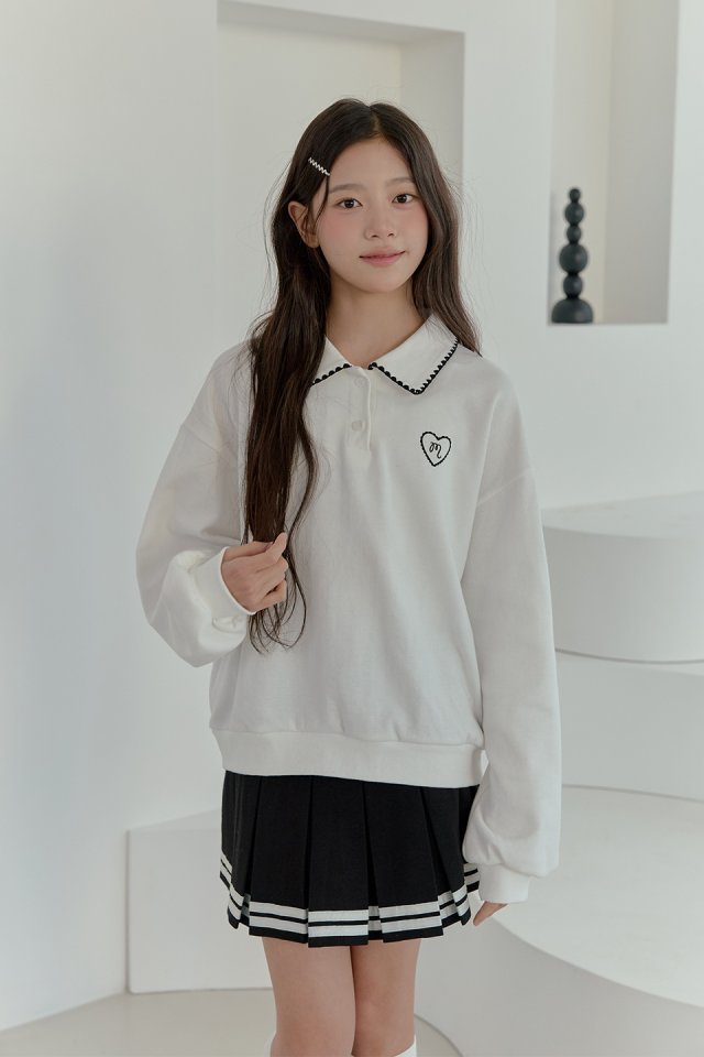 Boomjunior - Korean Junior Fashion - #childofig - Heart Collar Sweatshirt - 6