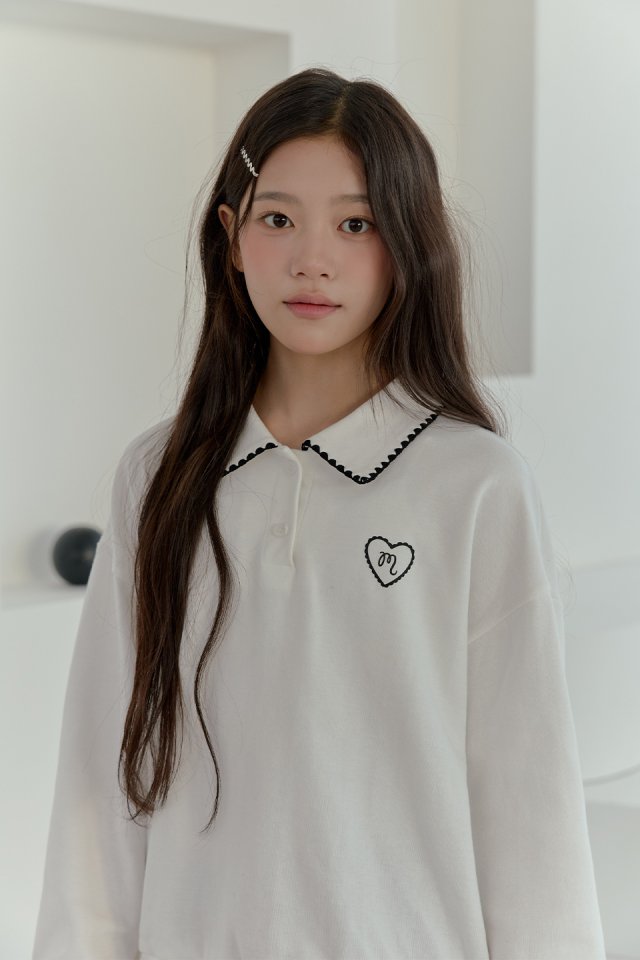 Boomjunior - Korean Junior Fashion - #childrensboutique - Heart Collar Sweatshirt - 7