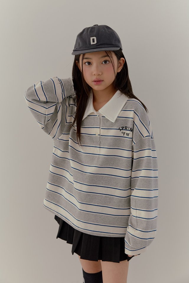 Boomjunior - Korean Junior Fashion - #childrensboutique - Spring Stripe Collar Tee - 6