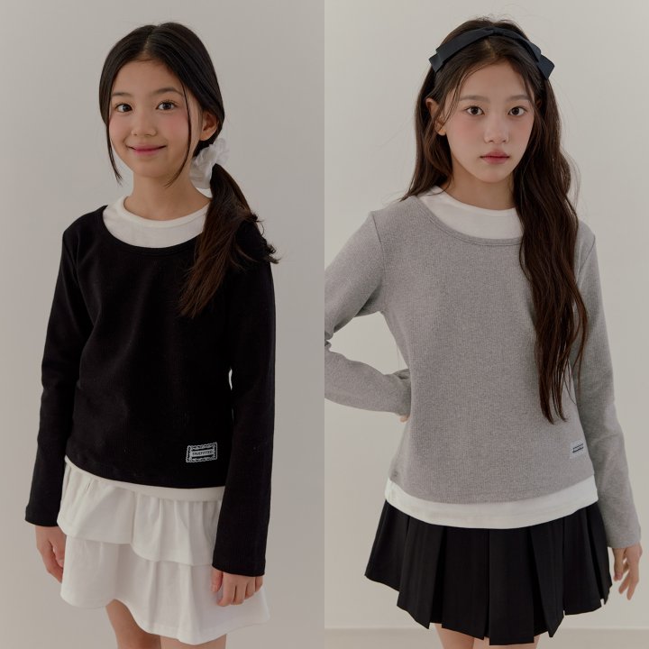 Boomjunior - Korean Junior Fashion - #childrensboutique - Camel Rib Stretch Layered Tee