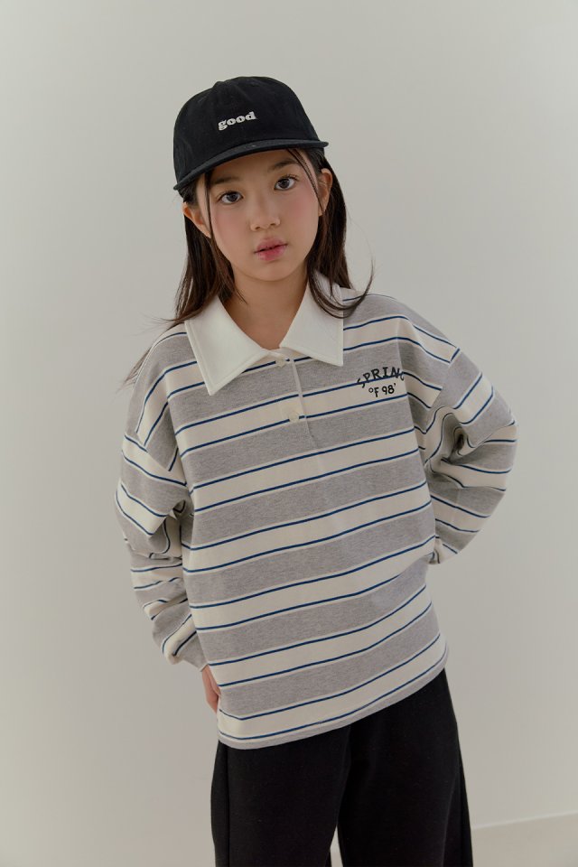 Boomjunior - Korean Junior Fashion - #fashionkids - Spring Stripe Collar Tee - 9