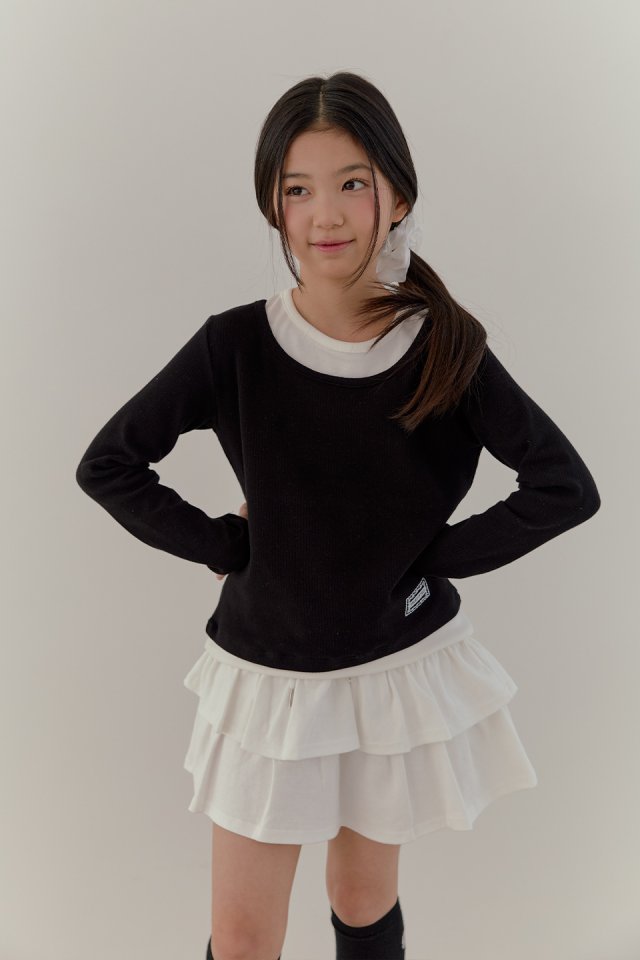 Boomjunior - Korean Junior Fashion - #discoveringself - Camel Rib Stretch Layered Tee - 4