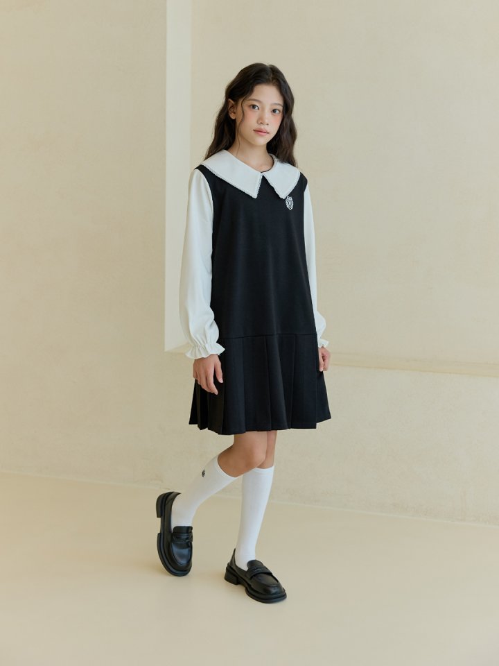 Boomjunior - Korean Junior Fashion - #littlefashionista - Lace Collar One-piece - 3