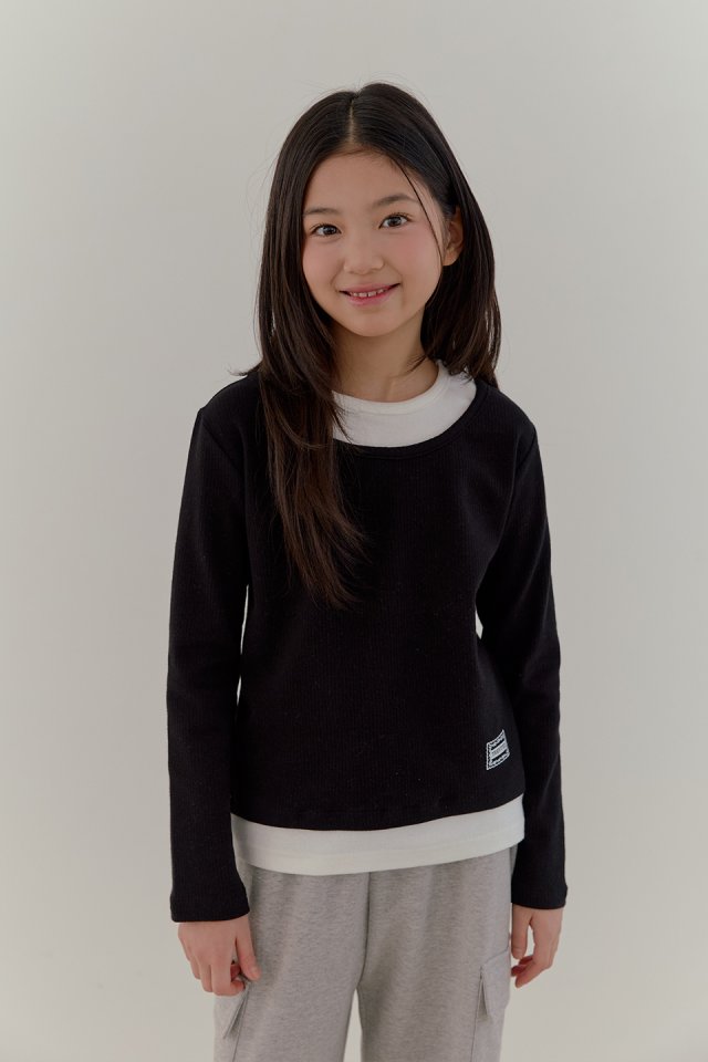 Boomjunior - Korean Junior Fashion - #littlefashionista - Camel Rib Stretch Layered Tee - 9