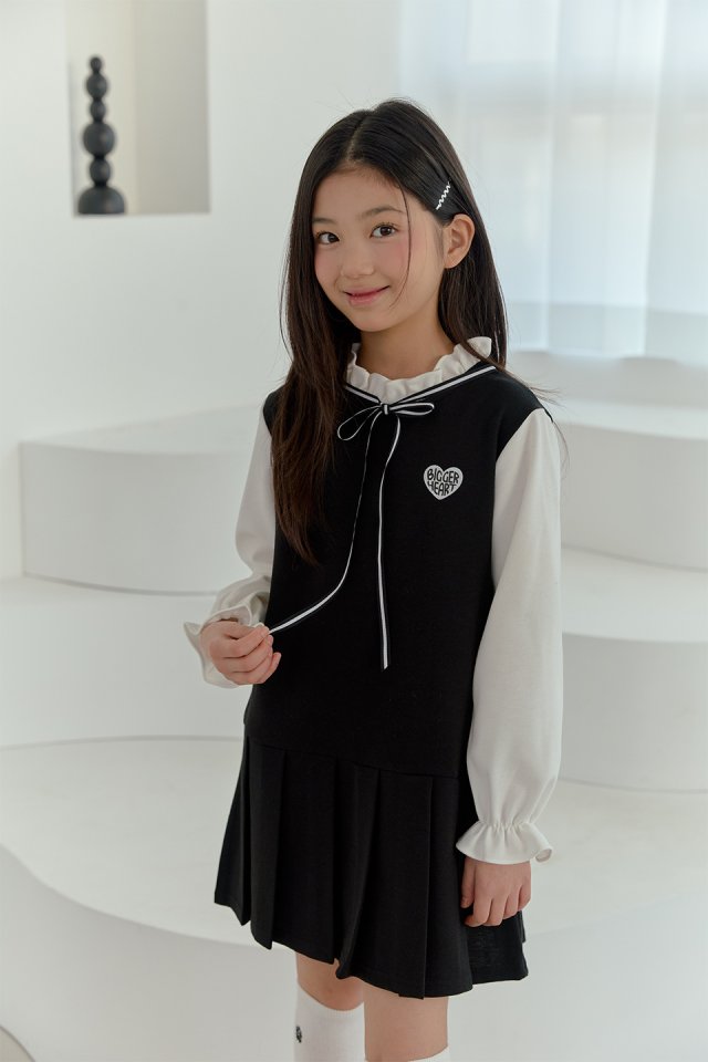 Boomjunior - Korean Junior Fashion - #magicofchildhood - Ribbon Shirring One-piece - 5