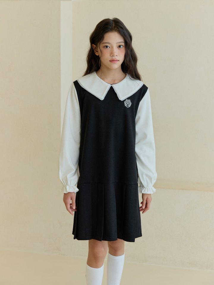 Boomjunior - Korean Junior Fashion - #littlefashionista - Lace Collar One-piece - 4
