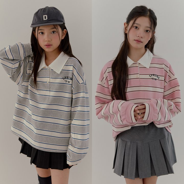 Boomjunior - Korean Junior Fashion - #magicofchildhood - Spring Stripe Collar Tee