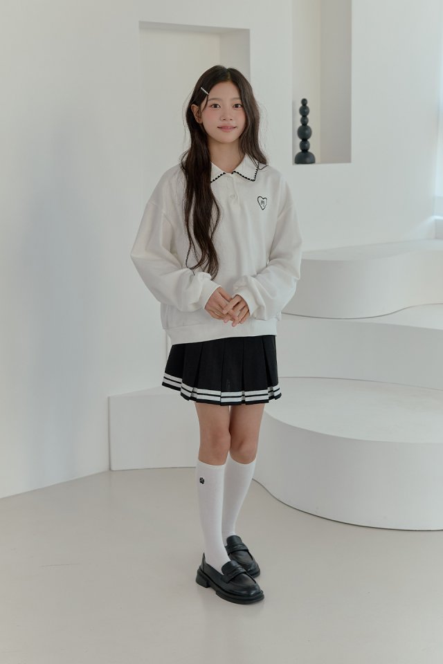 Boomjunior - Korean Junior Fashion - #minifashionista - Heart Collar Sweatshirt - 3