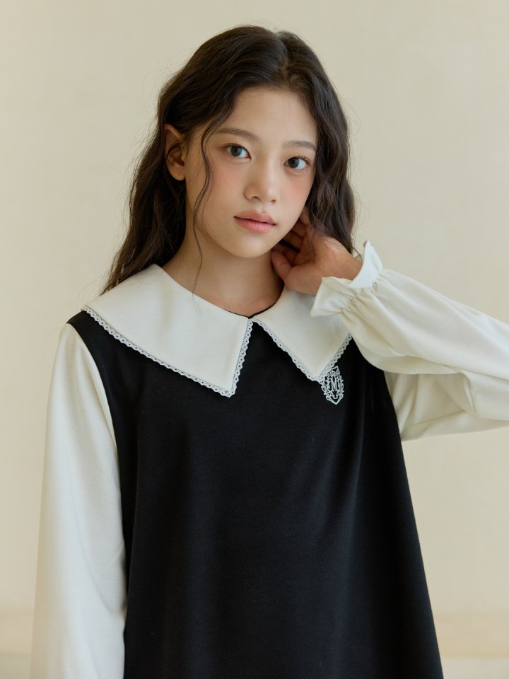 Boomjunior - Korean Junior Fashion - #prettylittlegirls - Lace Collar One-piece - 6