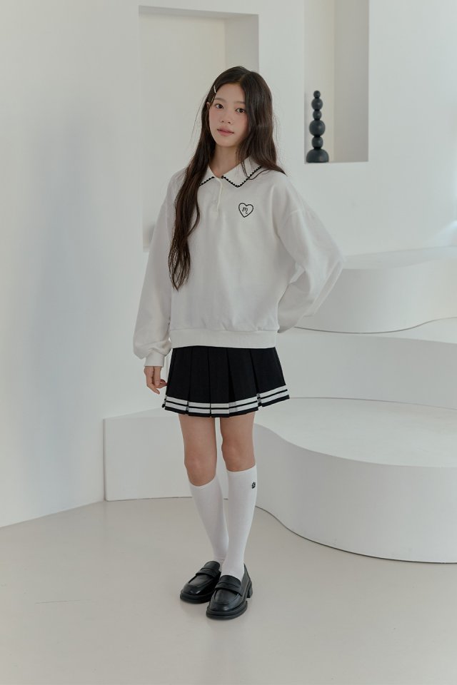 Boomjunior - Korean Junior Fashion - #minifashionista - Heart Collar Sweatshirt - 4
