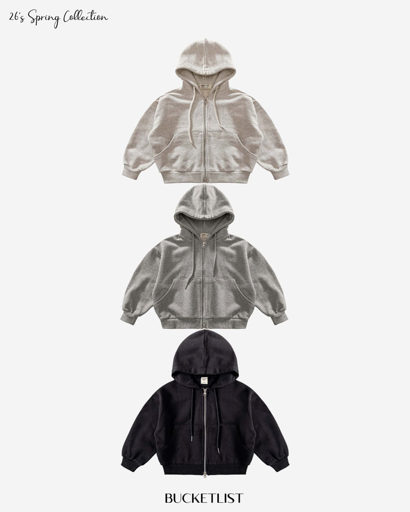 Bucket List - Korean Children Fashion - #Kfashion4kids - Two-way Sweat Hoodie Zip-up
