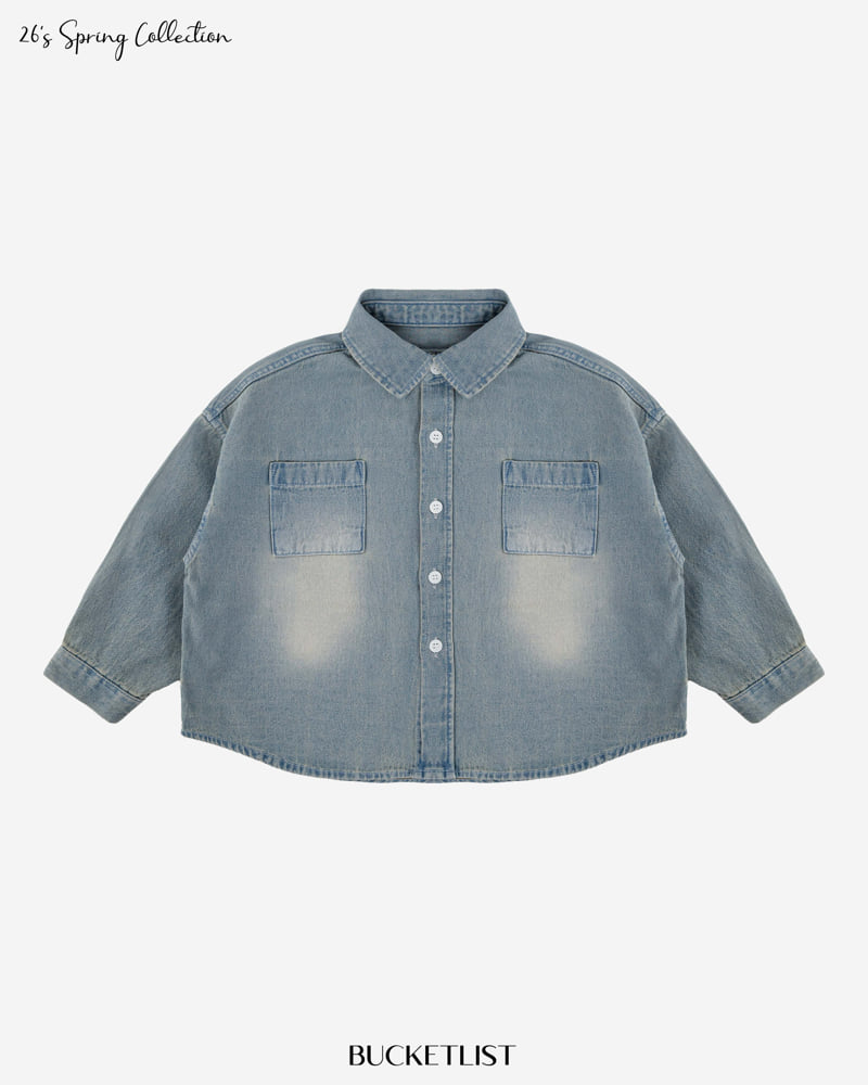 Bucket List - Korean Children Fashion - #childofig - Washed Denim Shirt - 3