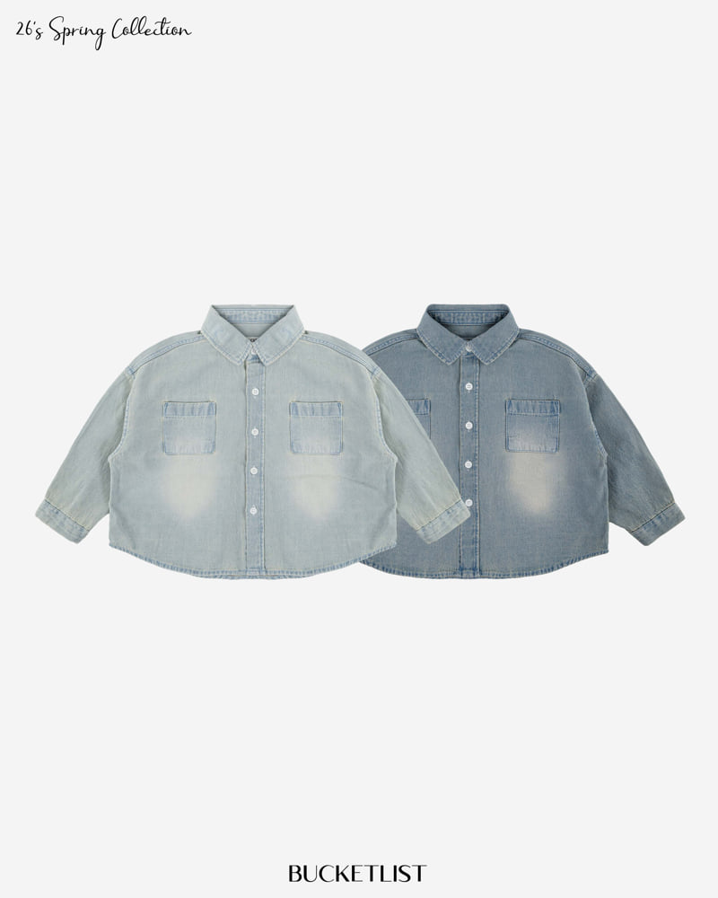 Bucket List - Korean Children Fashion - #designkidswear - Washed Denim Shirt - 5