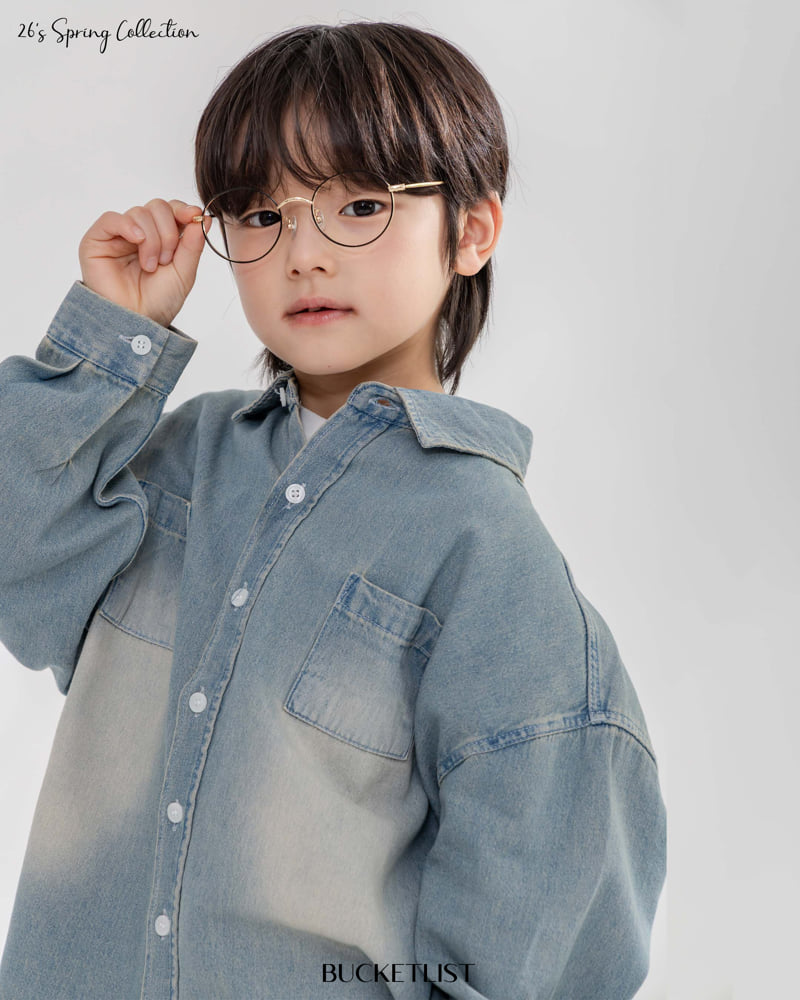 Bucket List - Korean Children Fashion - #fashionkids - Washed Denim Shirt - 7
