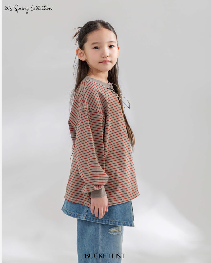 Bucket List - Korean Children Fashion - #kidsshorts - 26 Stripe Pigment Tee - 10
