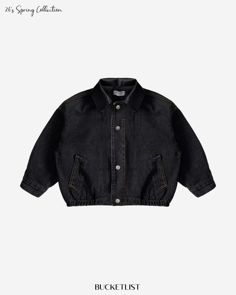 Bucket List - Korean Children Fashion - #kidsshorts - Denim Blouson Jacket - 3