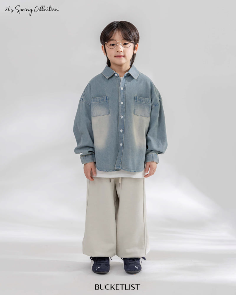 Bucket List - Korean Children Fashion - #kidsstore - Washed Denim Shirt - 9