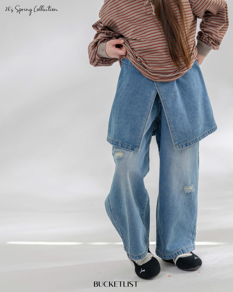 Bucket List - Korean Children Fashion - #kidzfashiontrend - Layered Denim Skirt