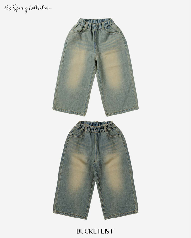 Bucket List - Korean Children Fashion - #littlefashionista - Cat Brush Denim Pants