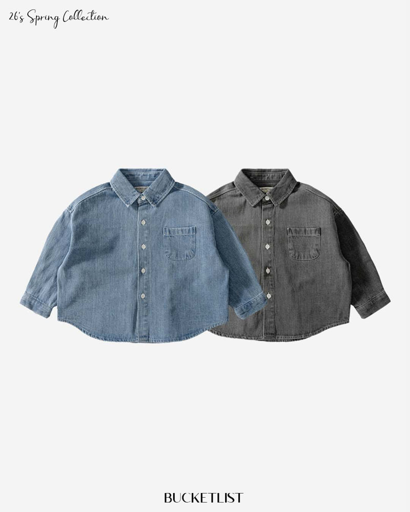 Bucket List - Korean Children Fashion - #minifashionista - Basic Denim Shirt - 5