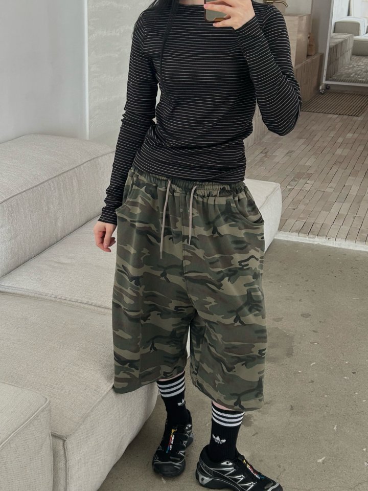 Buckle - Korean Women Fashion - #momslook - Washed Camo Bermuda Shorts - 10