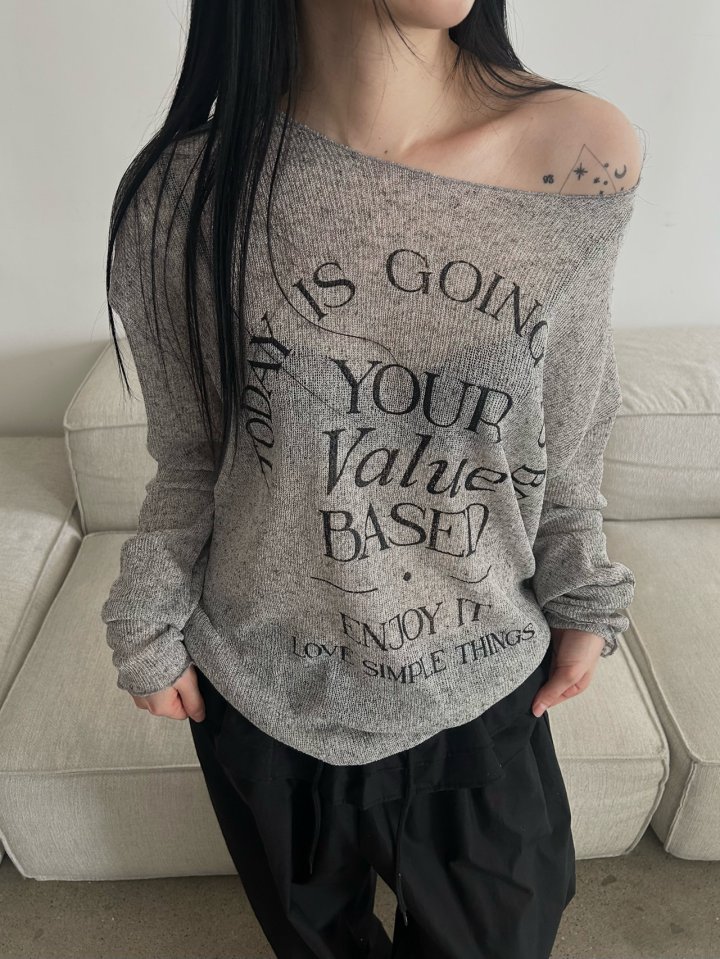 Buckle - Korean Women Fashion - #momslook - Simple Lettering Knit - 3